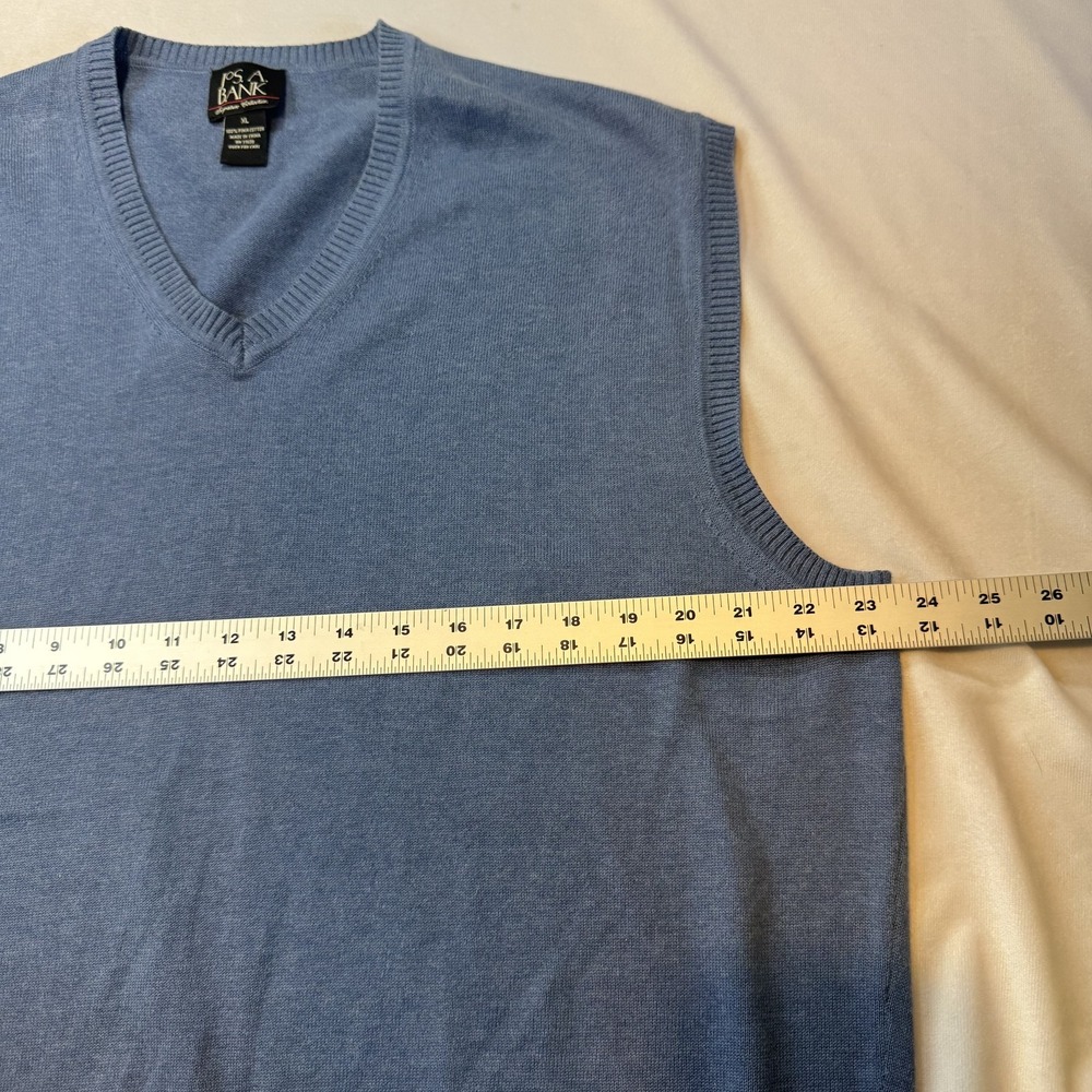 Jos A Bank Sweater Vest Mens XL Blue Pima Cotton V‎ Neck Pullover Grandpa Preppy - Picture 4 of 5